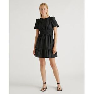 Quince Black Short Sleeve Tiered Mini Dress